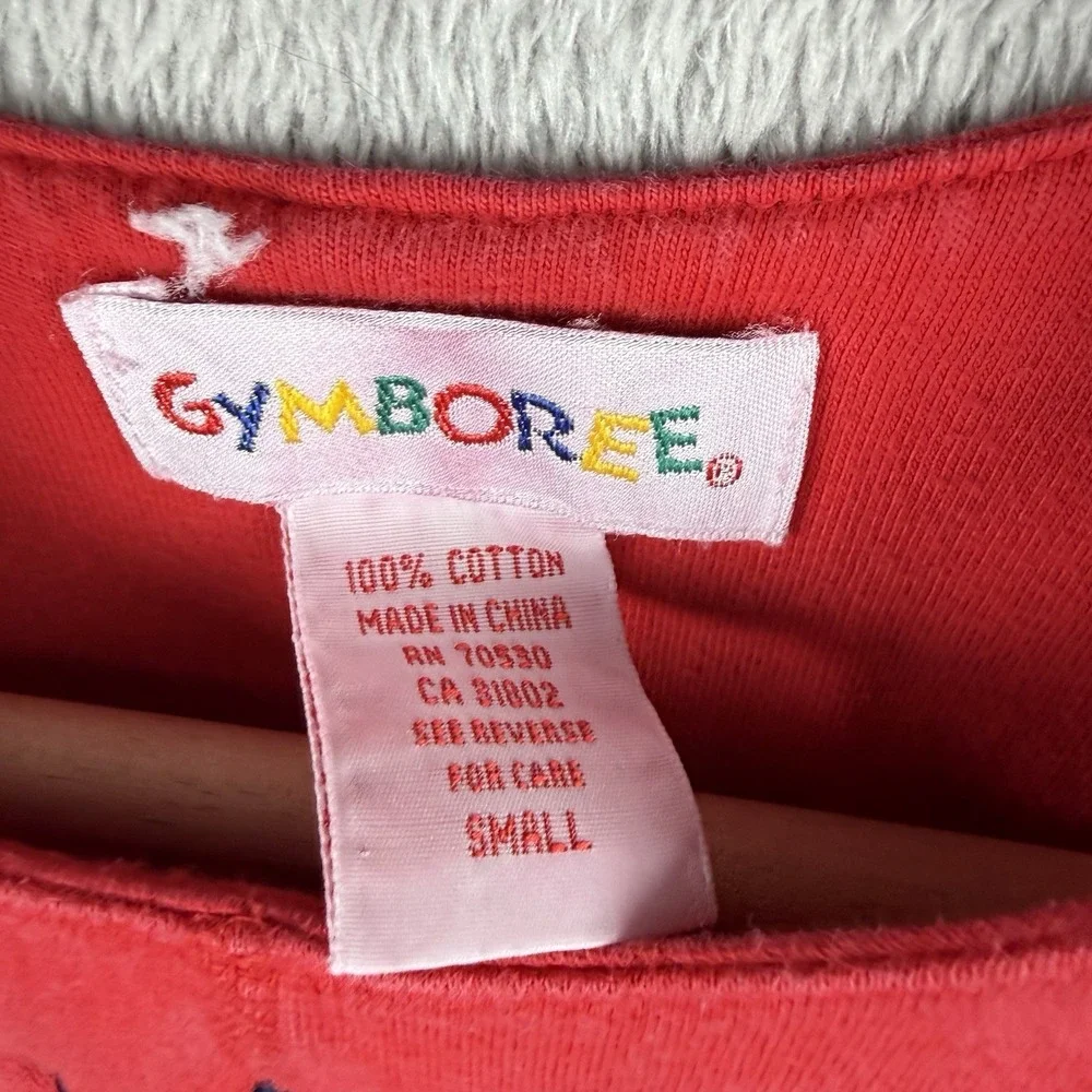 Gymboree Overalls Baby Girl Small 12-24 Month Red Embroidered Heart 90s Vintage